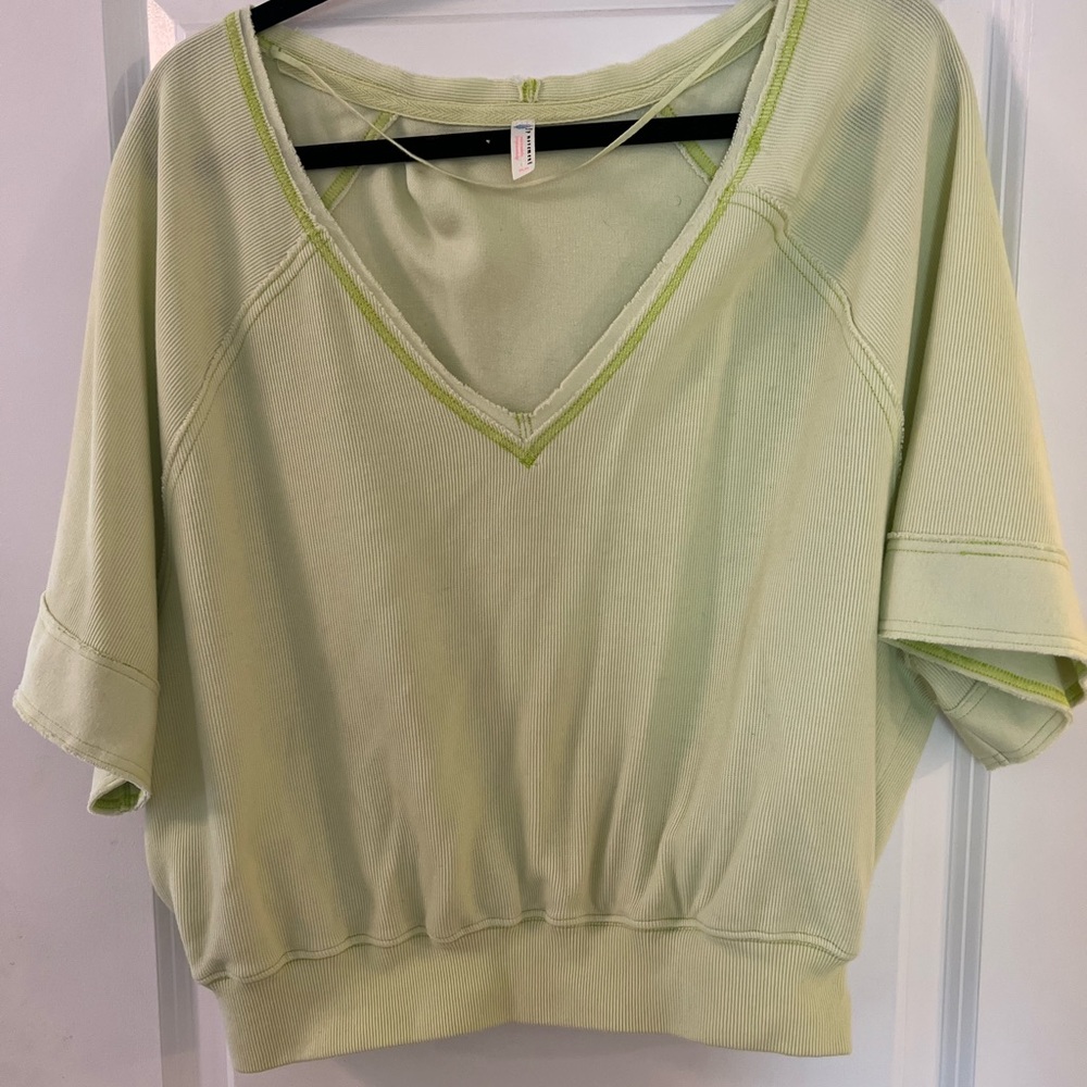 Free People Movement - short sleeved sweater shirt coverup lime green women